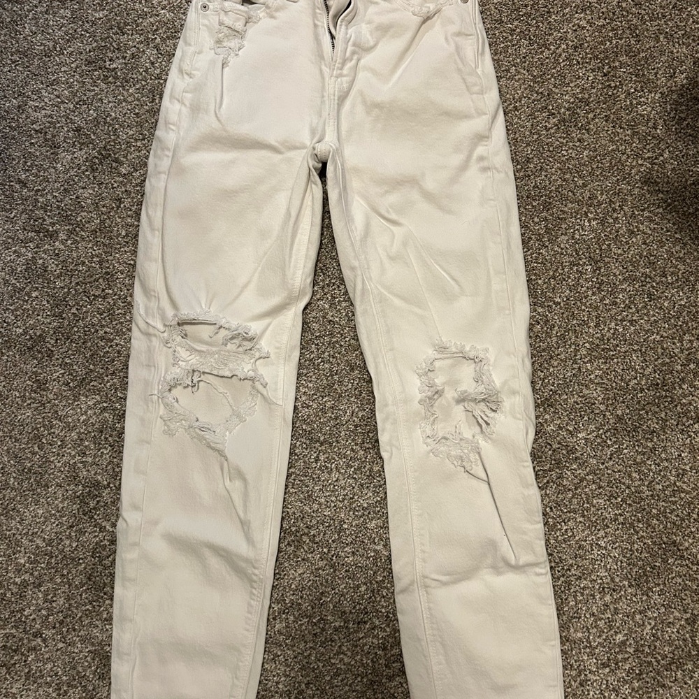 Distressed White Jeans